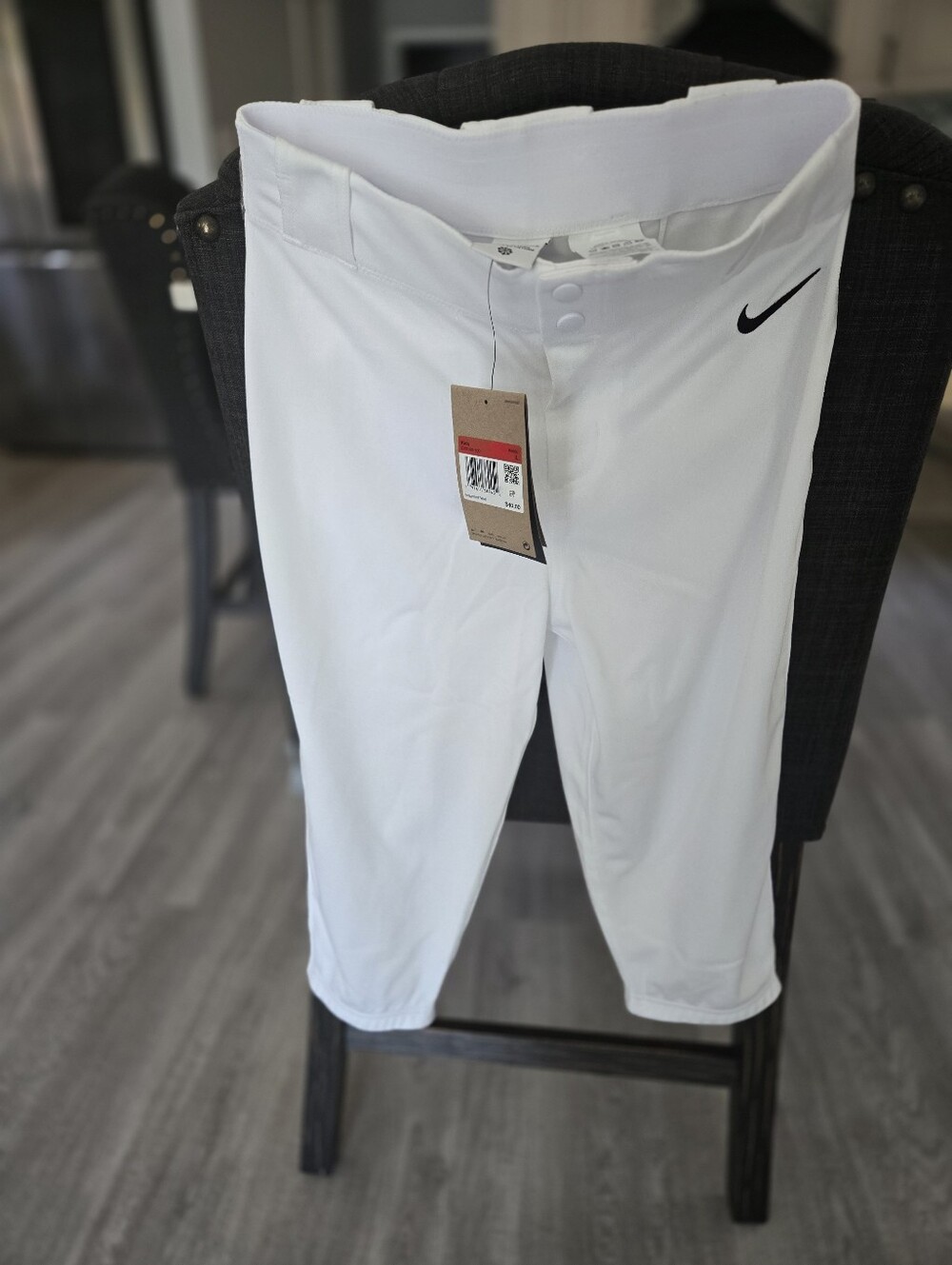 Nike BASEBALL YOUTH - L  Kids White Athletic Sweatpants with Swoosh .